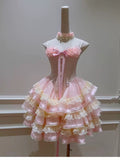 Trendy Ball Gown Spaghetti Straps Pink Lace Sleeveless Formal Short 8th Grade Homecoming Dress Summer Middle School Hoco Dresses Cocktail Dress Birthday Outfits HZ1214