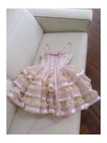Trendy Ball Gown Spaghetti Straps Pink Lace Sleeveless Formal Short 8th Grade Homecoming Dress Summer Middle School Hoco Dresses Cocktail Dress Birthday Outfits HZ1214