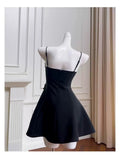 Trendy A Line Spaghetti Straps Black Satin Formal Short 8th Grade Homecoming Dress Summer Middle School Hoco Dresses Birthday Outfits HZ1214