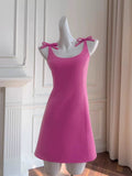 Trendy A Line Square Neck Pink Satin Formal Short 8th Grade Homecoming Dress Summer Middle School Hoco Dresses Birthday Outfits HZ1214