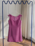 Trendy A Line Square Neck Pink Satin Formal Short 8th Grade Homecoming Dress Summer Middle School Hoco Dresses Birthday Outfits HZ1214