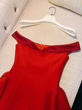 Trendy A line Off The Shoulder Satin Red Formal Short 8th Grade Homecoming Dress Summer Middle School Hoco Dresses Birthday Outfits HZ1214