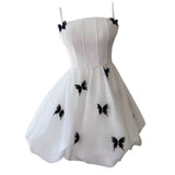 Trendy Ball Gown Spaghetti Straps White Sleeveless Formal Short 8th Grade Homecoming Dress Summer Middle School Hoco Dresses Cocktail Dress Birthday Outfits HZ1214