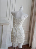 Cute Sheath Spaghetti Straps White Formal Short 8th Grade Homecoming Dress Summer Middle School Hoco Dresses Birthday Outfits HZ1214
