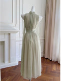 Elegant Glamour A line High Neck Sage Green Bridesmaid Dress Party Gown Summer Bridesmaid Outfits Wedding Guest Dress Ideas For Women HZ1214