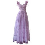 Elegant A line Straps Lilac Lace Sleeveless Long Evening Party Gowns Evening Formal Dresses Prom Dress HZ1214