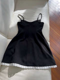 Trendy A line Spaghetti Straps Black Sleeveless Formal Short 8th Grade Homecoming Dress Summer Middle School Hoco Dresses Cocktail Dress Birthday Outfits HZ1214