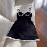 Trendy A line Spaghetti Straps Black Sleeveless Formal Short 8th Grade Homecoming Dress Summer Middle School Hoco Dresses Cocktail Dress Birthday Outfits HZ1214