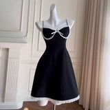 Trendy A line Spaghetti Straps Black Sleeveless Formal Short 8th Grade Homecoming Dress Summer Middle School Hoco Dresses Cocktail Dress Birthday Outfits HZ1214