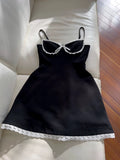 Trendy A line Spaghetti Straps Black Sleeveless Formal Short 8th Grade Homecoming Dress Summer Middle School Hoco Dresses Cocktail Dress Birthday Outfits HZ1214