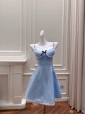 Trendy A line Spaghetti Straps Blue Formal Short 8th Grade Homecoming Dress Summer Middle School Hoco Dresses Cocktail Dress Birthday Outfits HZ1214