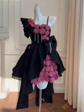Cute Ball Gown Straps Lace Flowers Short Summer 18th Birthday Dresses Hoco Dress Mini 21st Birthday Outfit Cocktail Dresses HZ1214