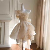 Cute Ball Gown Straps Lace Flowers Short Summer 18th Birthday Dresses Hoco Dress Mini 21st Birthday Outfit Cocktail Dresses HZ1214