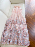 Elegant A line Halter Tulle Lace Blush Pink Sleeveless Long Evening Party Gowns Evening Formal Dresses Prom Dress HZ1214