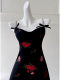 Trendy A line Spaghetti Straps Black Floral Short 8th Grade Homecoming Dress Summer Middle School Hoco Dresses Cocktail Dress Birthday Outfits HZ1214