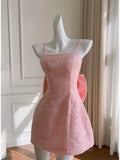 Sexy A Line Spaghetti Straps Pink Lace Sleeveless Formal Short 8th Grade Homecoming Dress Summer Middle School Hoco Dresses Birthday Outfits HZ1214