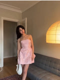 Sexy A Line Spaghetti Straps Pink Lace Sleeveless Formal Short 8th Grade Homecoming Dress Summer Middle School Hoco Dresses Birthday Outfits HZ1214