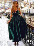 Modest A line Square Dark Green Formal Prom Gown Summer Wedding Guest Dress Bridal Guest Dresses Wedding Outfits For Guest HZ1214