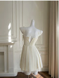 Cute A line Spaghetti Straps Yellow Satin Formal Short 8th Grade Homecoming Dress Summer Middle School Hoco Dresses Birthday Outfits HZ1214