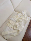 Cute A line Spaghetti Straps Yellow Satin Formal Short 8th Grade Homecoming Dress Summer Middle School Hoco Dresses Birthday Outfits HZ1214