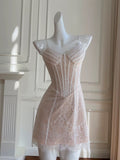 Cute A line Spaghetti Straps Champagne Lace Formal Short 8th Grade Homecoming Dress Summer Middle School Hoco Dresses Birthday Outfits HZ1214