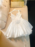 Cute A line Square Neck Red Short Homecoming Dress Summer Middle School Formal 8th Grade Hoco Dresses Cocktail Dress Birthday Outfits HZ1214