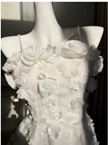 Cute A line Spaghetti Straps White Flowers Formal Short 8th Grade Homecoming Dress Summer Middle School Hoco Dresses Birthday Outfits HZ1214