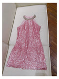 Cute Sheath High Neck Pink Sequin Formal Short 8th Grade Homecoming Dress Summer Middle School Hoco Dresses Birthday Outfits HZ1214