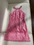 Cute Sheath High Neck Pink Sequin Formal Short 8th Grade Homecoming Dress Summer Middle School Hoco Dresses Birthday Outfits HZ1214