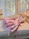 Trendy Ball Gown Spaghetti Straps Pink Satin Sleeveless Formal Short 8th Grade Homecoming Dress Summer Middle School Hoco Dresses Cocktail Dress Birthday Outfits HZ1214