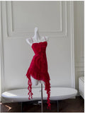Pretty Sheath Spaghetti Straps Red Chiffon Short 8th Grade Homecoming Dress Summer Middle School Hoco Dresses Cocktail Dress Birthday Outfits HZ1214