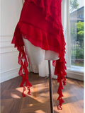 Pretty Sheath Spaghetti Straps Red Chiffon Short 8th Grade Homecoming Dress Summer Middle School Hoco Dresses Cocktail Dress Birthday Outfits HZ1214
