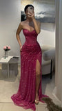 Sexy Mermaid Sweetheart Black Girl Sequin With Split Cut Prom Dresses Party Dress Summer 20th Birthday Outfits Birthday Dresses HZ1214