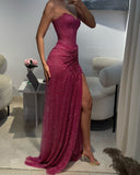 Sexy Mermaid Sweetheart Black Girl Sequin With Split Cut Prom Dresses Party Dress Summer 20th Birthday Outfits Birthday Dresses HZ1214