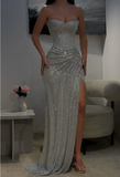 Sexy Mermaid Sweetheart Black Girl Sequin With Split Cut Prom Dresses Party Dress Summer 20th Birthday Outfits Birthday Dresses HZ1214