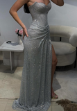 Sexy Mermaid Sweetheart Black Girl Sequin With Split Cut Prom Dresses Party Dress Summer 20th Birthday Outfits Birthday Dresses HZ1214