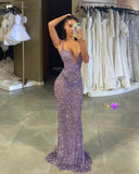 Sexy Mermaid Spaghetti Straps Lilac Sequin Prom Dresses Party Dress Summer 20th Birthday Outfits Birthday Dresses HZ1214