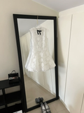 Cute A line Scoop Neck White Lace Formal Short 8th Grade Homecoming Dress Summer Middle School Hoco Dresses Birthday Outfits HZ1214