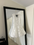 Cute A line Scoop Neck White Lace Formal Short 8th Grade Homecoming Dress Summer Middle School Hoco Dresses Birthday Outfits HZ1214