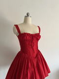 Cute A line Square Neck Red Lace Short Homecoming Dress Summer Middle School Formal 8th Grade Hoco Dresses Summer Holiday Dress Birthday Outfits HZ1214