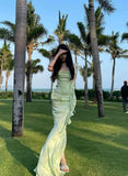 Sexy Mermaid Square Neck Mint Green Long Prom Dresses Party Dress Summer 20th Birthday Outfits Birthday Dresses HZ1214