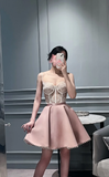 Cute A line Spaghetti Straps Pink Formal Short 8th Grade Homecoming Dress Summer Middle School Hoco Dresses Birthday Outfits HZ1214