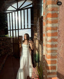 Elegant A line Square Neck White Long Prom Dresses Party Dress Summer 20th Birthday Outfits Birthday Dresses HZ1214