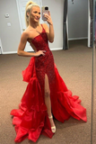 Niulatu One Shoulder Mermaid Slit Sequins Long Prom Dress Formal Evening Gown HZ1007