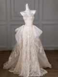 Pretty Wedding Dress Mermaid High Neck Lace Long White Wedding Dresses Bridal Gowns HZ1214