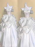 Pretty Wedding Dress Ball Gown Off The Shoulder White Satin Long Wedding Dresses Bridal Gowns HZ1214