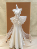 Pretty Wedding Dress Mermaid Sweetheart Ivory Long Satin Wedding Dresses Bridal Gowns HZ1214