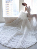 Retro Wedding Dress Mermaid Sweetheart Sequin Long White Wedding Dresses Bridal Gowns HZ1214