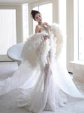 Retro Wedding Dress Mermaid Sweetheart Sequin Long White Wedding Dresses Bridal Gowns HZ1214
