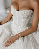 Pretty Wedding Dress Ball Gown Sweetheart White Sequin Long Wedding Dresses Bridal Gowns HZ1121